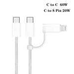 Carregador PD41 GaN PD 45W + USB com Cabo de Dados USB-C para USB-C / 8 Pinos para iPhone, Ficha UE, Ficha UE