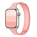 Pulseira Magnética Slim de Silicone em Forma de I com Três Contas, para Apple Watch 46mm / 49mm / 45mm / 44mm, para Apple Watch 42mm / 41mm / 40mm / 38mm
