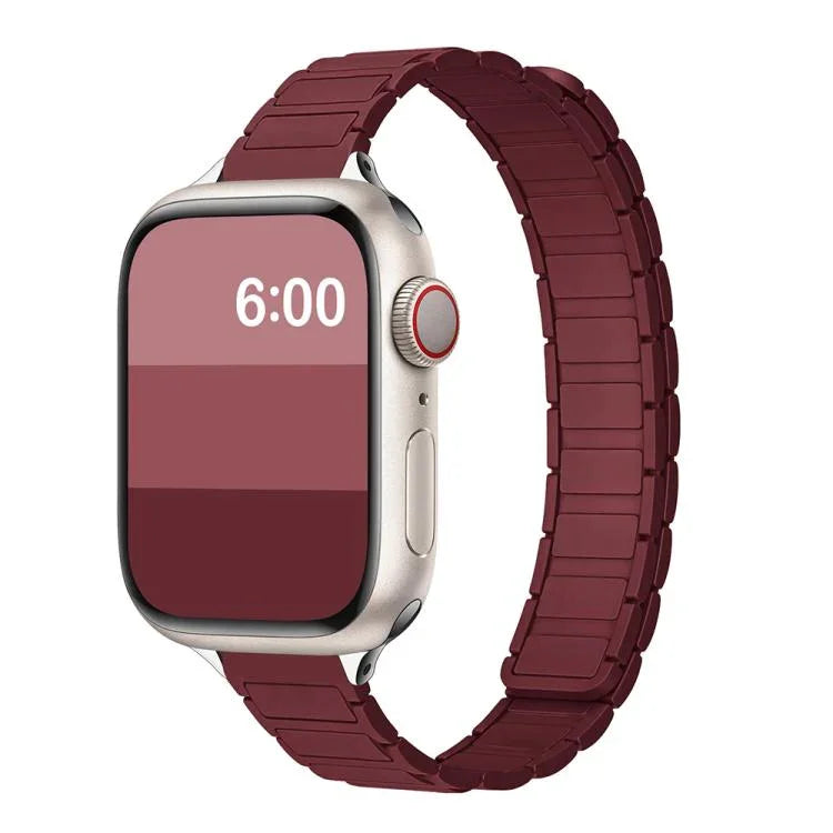 Pulseira Magnética Slim de Silicone em Forma de I com Três Contas, para Apple Watch 46mm / 49mm / 45mm / 44mm, para Apple Watch 42mm / 41mm / 40mm / 38mm