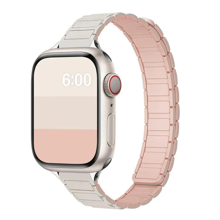 Pulseira Magnética Slim de Silicone em Forma de I com Três Contas, para Apple Watch 46mm / 49mm / 45mm / 44mm, para Apple Watch 42mm / 41mm / 40mm / 38mm