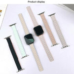 Pulseira Magnética Slim de Silicone em Forma de I com Três Contas, para Apple Watch 46mm / 49mm / 45mm / 44mm, para Apple Watch 42mm / 41mm / 40mm / 38mm
