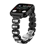 Pulseira com Fivela Borboleta e Pequenos Diamantes Quadrados, para Apple Watch 46mm / 49mm / 45mm / 44mm, para Apple Watch 42mm / 41mm / 40mm / 38mm