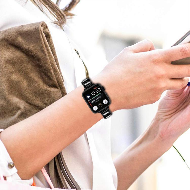 Pulseira com Fivela Borboleta e Pequenos Diamantes Quadrados, para Apple Watch 46mm / 49mm / 45mm / 44mm, para Apple Watch 42mm / 41mm / 40mm / 38mm