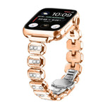 Pulseira com Fivela Borboleta e Pequenos Diamantes Quadrados, para Apple Watch 46mm / 49mm / 45mm / 44mm, para Apple Watch 42mm / 41mm / 40mm / 38mm