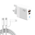 Carregador PD41 GaN PD 45W + USB com Cabo de Dados USB-C para USB-C / 8 Pinos para iPhone, Ficha UK, Ficha UK