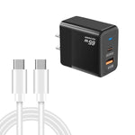 Carregador PD41 GaN PD 45W + USB com Cabo de Dados Type-C para Type-C, Ficha EUA, Ficha UK