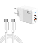 Carregador PD41 GaN PD 45W + USB com Cabo de Dados Type-C para Type-C, Ficha UE, Ficha UE