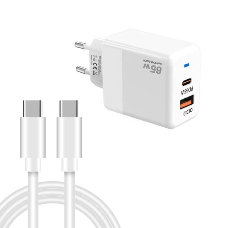 Carregador PD41 GaN PD 45W + USB com Cabo de Dados Type-C para Type-C, Ficha UE, Ficha UE
