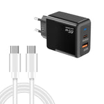 Carregador PD41 GaN PD 45W + USB com Cabo de Dados Type-C para Type-C, Ficha UE, Ficha UE