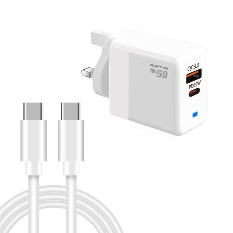 Carregador PD41 GaN PD 45W + USB com Cabo de Dados Type-C para Type-C, Ficha UK, Ficha EUA