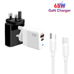 Carregador PD41 GaN PD 45W + USB com Cabo de Dados Type-C para Type-C, Ficha UK, Ficha EUA