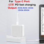 Carregador PD41 GaN PD 45W + USB com Cabo de Dados Type-C para Type-C, Ficha UK, Ficha EUA