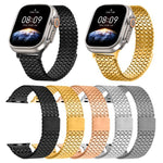 Bracelete de Relógio em Aço com Loop Magnético de Nove Contas, Para Apple Watch 46mm / 49mm / 45mm / 44mm, Para Apple Watch 42mm / 41mm / 40mm / 38mm