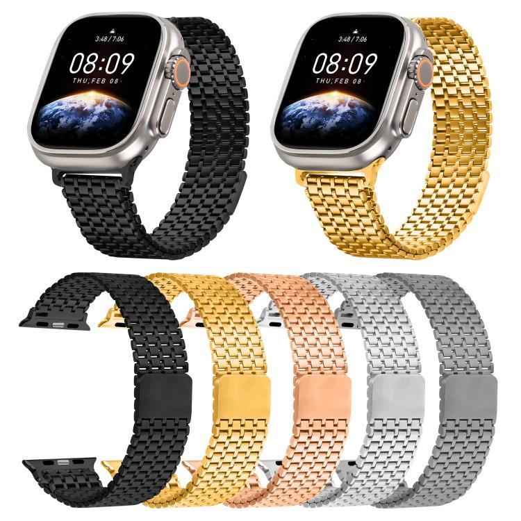 Bracelete de Relógio em Aço com Loop Magnético de Nove Contas, Para Apple Watch 46mm / 49mm / 45mm / 44mm, Para Apple Watch 42mm / 41mm / 40mm / 38mm