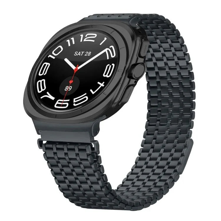 Correia de Relógio em Aço Inoxidável com Fecho Magnético de Nove Contas, Para Samsung Galaxy Watch Ultra 47mm / Ultra 2025