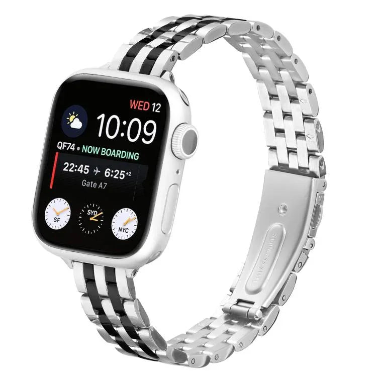 Bracelete de Relógio em Aço com Fivela de Estilingue para Cintura Pequena, Para Apple Watch 46mm / 49mm / 45mm / 44mm, Para Apple Watch 42mm / 41mm / 40mm / 38mm
