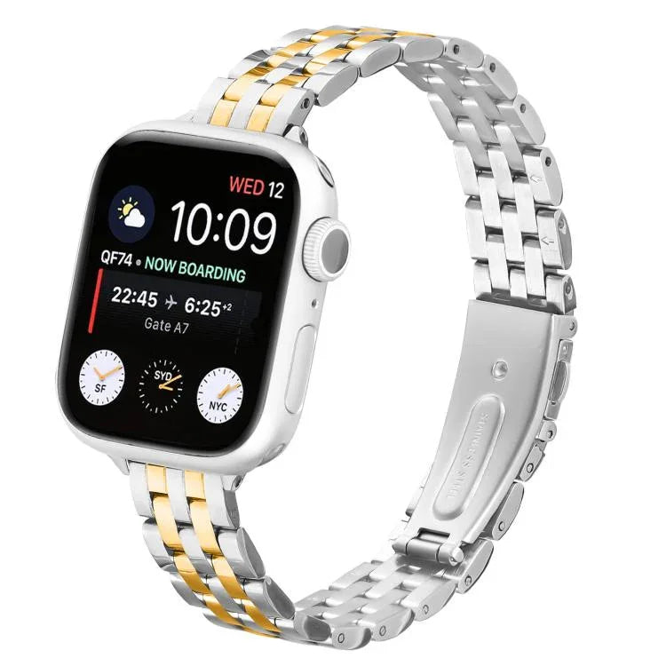 Bracelete de Relógio em Aço com Fivela de Estilingue para Cintura Pequena, Para Apple Watch 46mm / 49mm / 45mm / 44mm, Para Apple Watch 42mm / 41mm / 40mm / 38mm