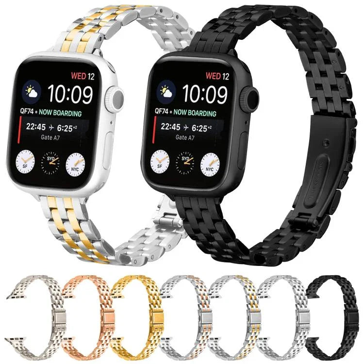 Bracelete de Relógio em Aço com Fivela de Estilingue para Cintura Pequena, Para Apple Watch 46mm / 49mm / 45mm / 44mm, Para Apple Watch 42mm / 41mm / 40mm / 38mm