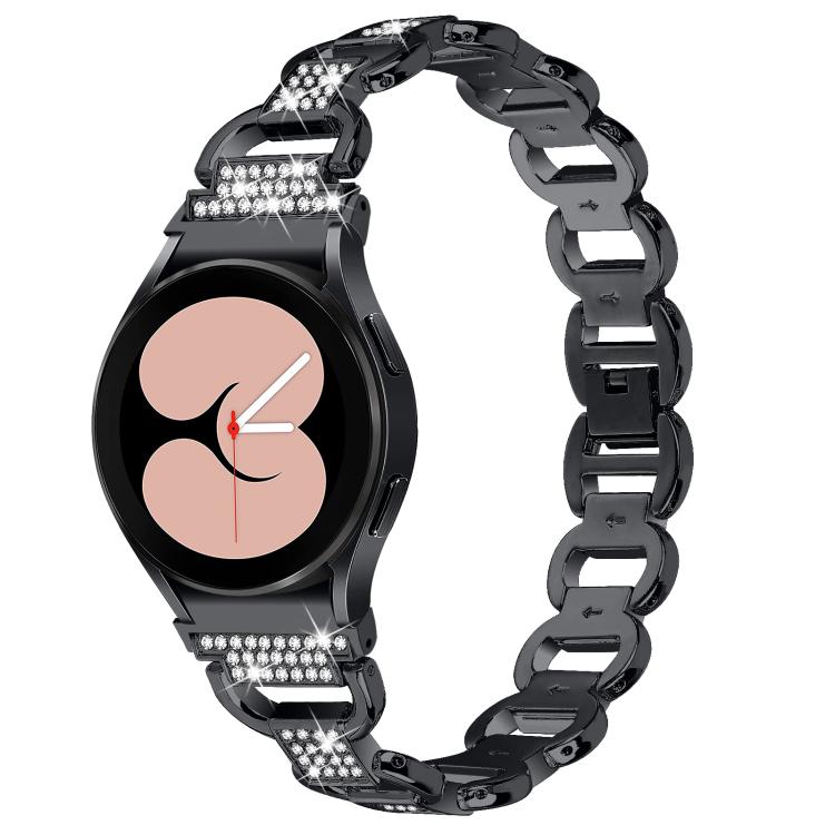 Correia de Relógio em Aço Inoxidável com Diamante Oval e Cabeça Metálica, Para Samsung Galaxy Watch 7 40mm / 44mm