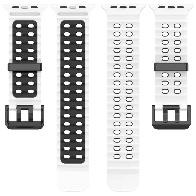 Pulseira de Silicone Oceano Bicolor com Dupla Fileira de Furos, para Apple Watch 46mm / 49mm / 45mm / 44mm