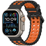 Pulseira de Silicone Oceano Bicolor com Dupla Fileira de Furos, para Apple Watch 46mm / 49mm / 45mm / 44mm