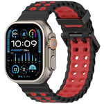 Pulseira de Silicone Oceano Bicolor com Dupla Fileira de Furos, para Apple Watch 46mm / 49mm / 45mm / 44mm