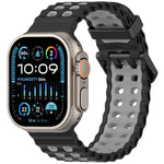 Pulseira de Silicone Oceano Bicolor com Dupla Fileira de Furos, para Apple Watch 46mm / 49mm / 45mm / 44mm