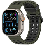 Pulseira de Silicone Oceano Bicolor com Dupla Fileira de Furos, para Apple Watch 46mm / 49mm / 45mm / 44mm