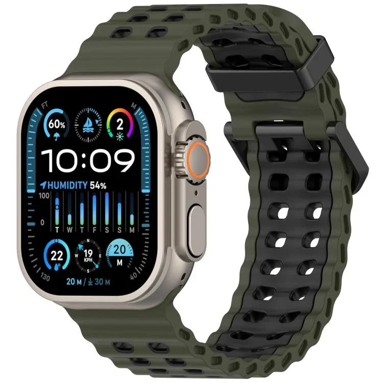 Pulseira de Silicone Oceano Bicolor com Dupla Fileira de Furos, para Apple Watch 46mm / 49mm / 45mm / 44mm