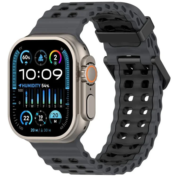Pulseira de Silicone Oceano Bicolor com Dupla Fileira de Furos, para Apple Watch 46mm / 49mm / 45mm / 44mm