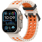 Pulseira de Silicone Oceano Bicolor com Dupla Fileira de Furos, para Apple Watch 46mm / 49mm / 45mm / 44mm