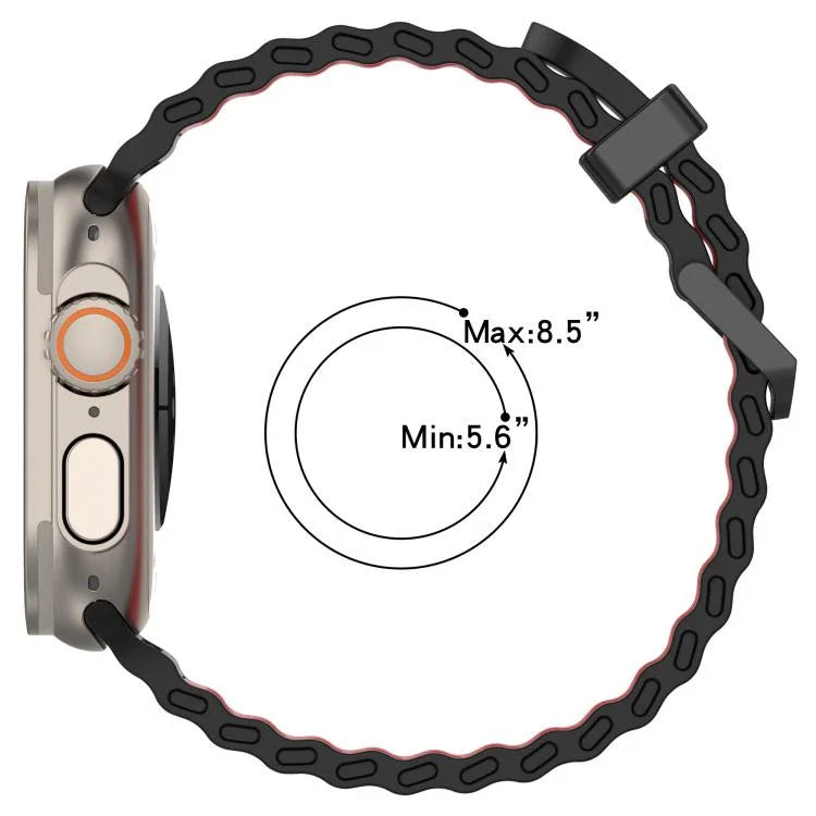 Pulseira de Silicone Oceano Bicolor com Dupla Fileira de Furos, para Apple Watch 46mm / 49mm / 45mm / 44mm