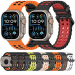 Pulseira de Silicone Oceano Bicolor com Dupla Fileira de Furos, para Apple Watch 46mm / 49mm / 45mm / 44mm