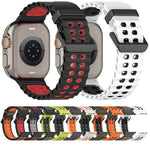 Pulseira de Silicone Oceano Bicolor com Dupla Fileira de Furos, para Apple Watch 46mm / 49mm / 45mm / 44mm