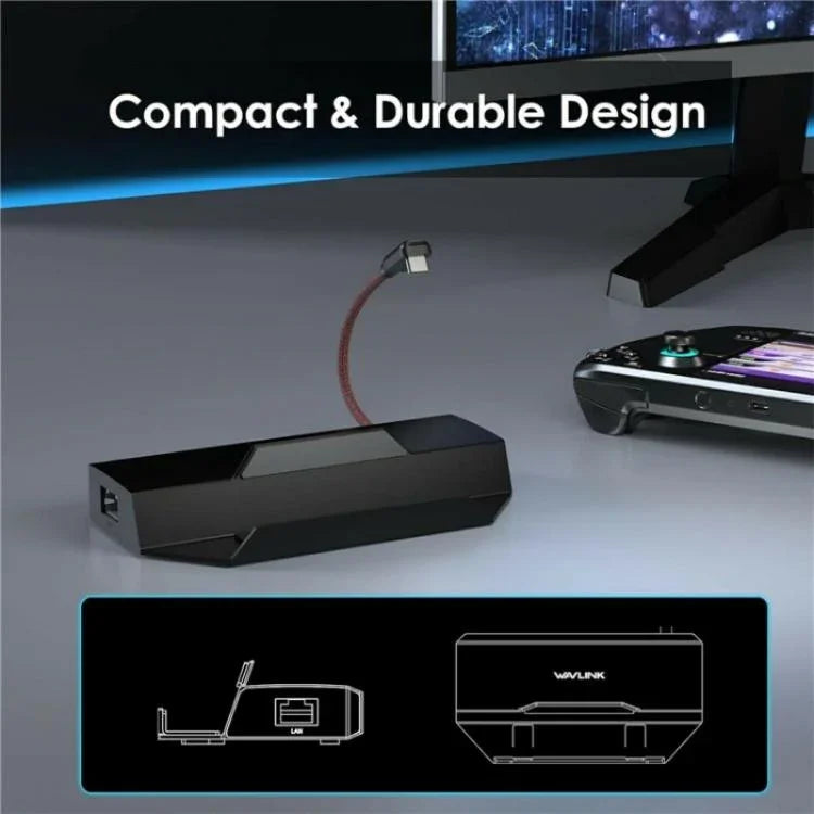 WAVLINK UHP3426 Adaptador Hub Docking Station 6 em 1 Gigabit RJ45 100W PD para Steam Deck