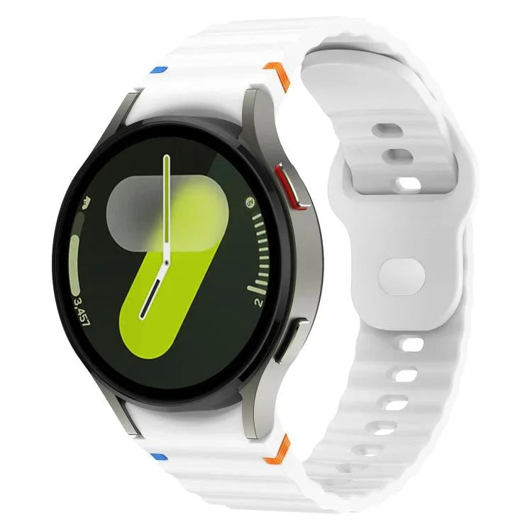 Correia de Relógio em Silicone com Grão Ondulado e Fecho Reverso Costurado 20mm, Para Samsung Galaxy Watch 7 40mm / 44mm