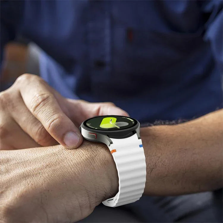 Wavy Grain Stitched Reverse Buckle 20mm Silicone Watch Band, For Samsung Galaxy Watch 7 40mm / 44mm