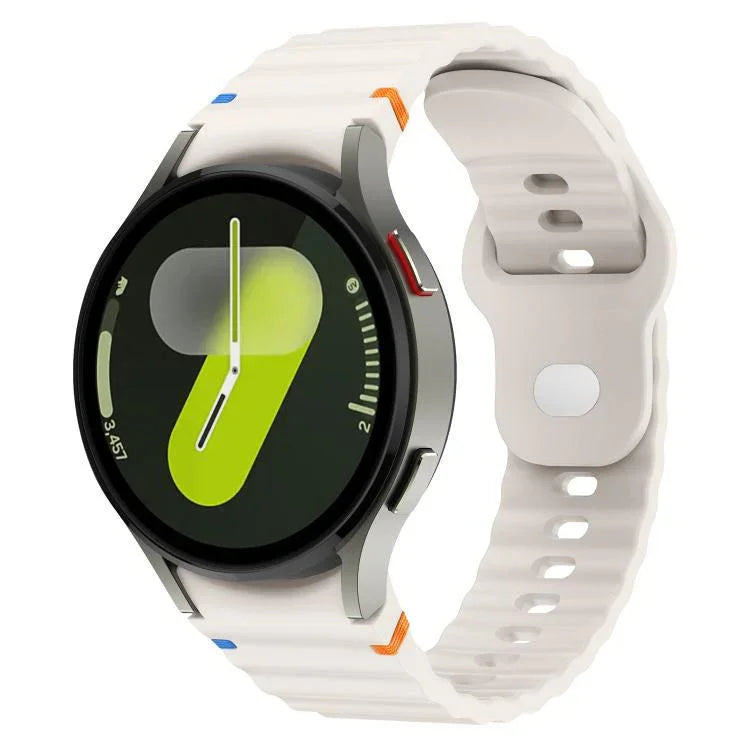 Wavy Grain Stitched Reverse Buckle 20mm Silicone Watch Band, For Samsung Galaxy Watch 7 40mm / 44mm
