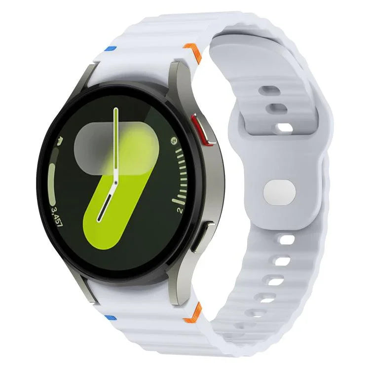 Wavy Grain Stitched Reverse Buckle 20mm Silicone Watch Band, For Samsung Galaxy Watch 7 40mm / 44mm