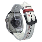 Bracelete de Relógio em Pele com Fivela Tri-Estrela de 7 Linhas, Para Apple Watch 46mm / 49mm / 45mm / 44mm, Para Apple Watch 42mm / 41mm / 40mm / 38mm
