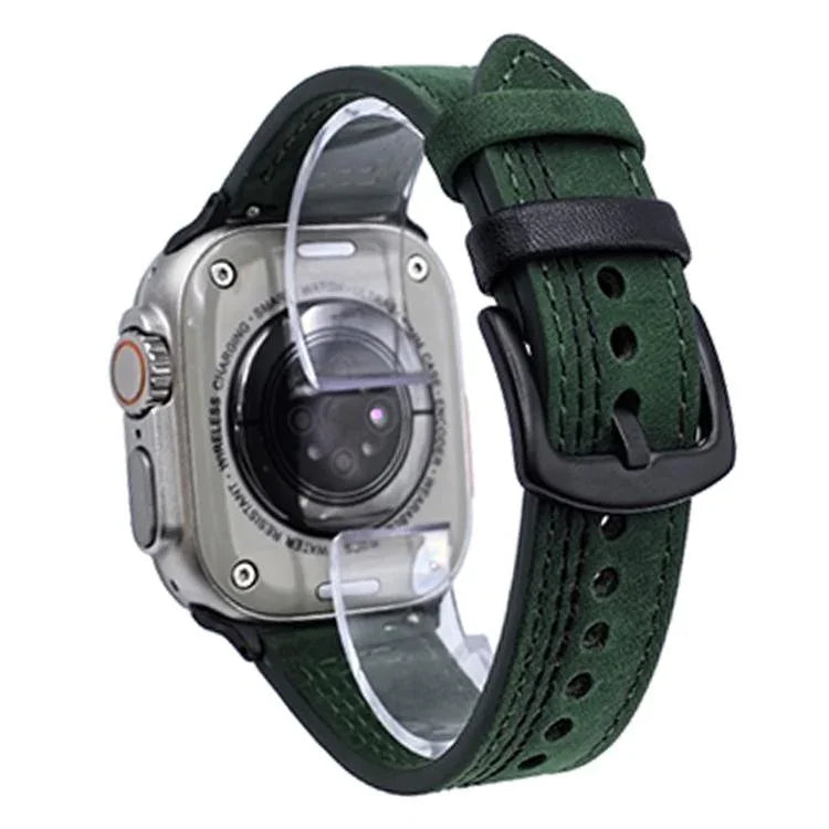 Bracelete de Relógio em Pele com Fivela Tri-Estrela de 7 Linhas, Para Apple Watch 46mm / 49mm / 45mm / 44mm, Para Apple Watch 42mm / 41mm / 40mm / 38mm