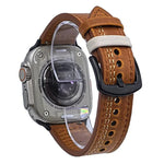 Bracelete de Relógio em Pele com Fivela Tri-Estrela de 7 Linhas, Para Apple Watch 46mm / 49mm / 45mm / 44mm, Para Apple Watch 42mm / 41mm / 40mm / 38mm