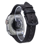 Bracelete de Relógio em Pele com Fivela Tri-Estrela de 7 Linhas, Para Apple Watch 46mm / 49mm / 45mm / 44mm, Para Apple Watch 42mm / 41mm / 40mm / 38mm
