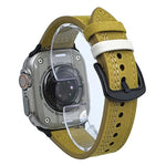 Bracelete de Relógio em Pele com Fivela Tri-Estrela de 7 Linhas, Para Apple Watch 46mm / 49mm / 45mm / 44mm, Para Apple Watch 42mm / 41mm / 40mm / 38mm