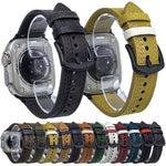 Bracelete de Relógio em Pele com Fivela Tri-Estrela de 7 Linhas, Para Apple Watch 46mm / 49mm / 45mm / 44mm, Para Apple Watch 42mm / 41mm / 40mm / 38mm