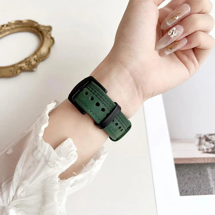 Bracelete de Relógio em Pele com Fivela Tri-Estrela de 7 Linhas, Para Apple Watch 46mm / 49mm / 45mm / 44mm, Para Apple Watch 42mm / 41mm / 40mm / 38mm