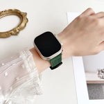 Bracelete de Relógio em Pele com Fivela Tri-Estrela de 7 Linhas, Para Apple Watch 46mm / 49mm / 45mm / 44mm, Para Apple Watch 42mm / 41mm / 40mm / 38mm
