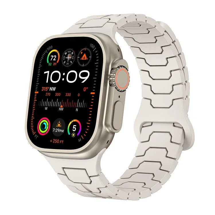 Correia de Relógio Magnética em Silicone com Escamas de Dragão de Aço, Para Apple Watch 46mm / 49mm / 45mm / 44mm