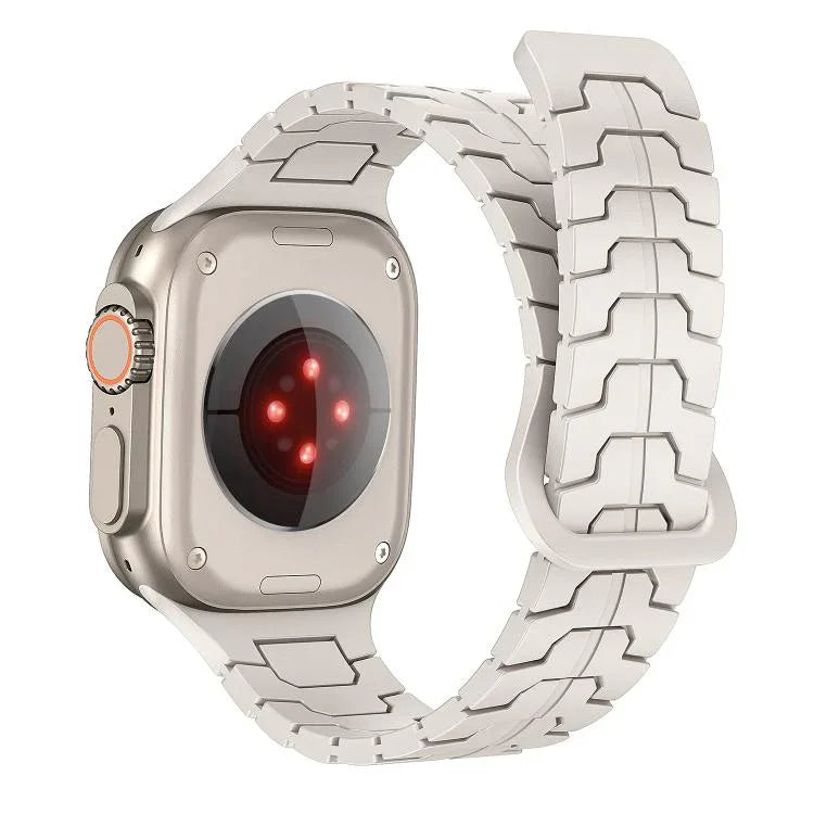 Correia de Relógio Magnética em Silicone com Escamas de Dragão de Aço, Para Apple Watch 46mm / 49mm / 45mm / 44mm