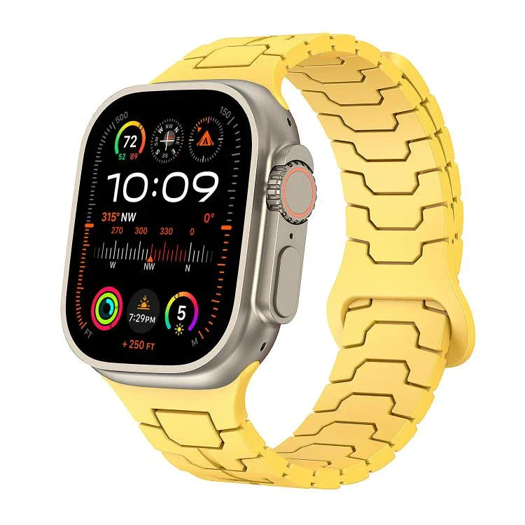 Correia de Relógio Magnética em Silicone com Escamas de Dragão de Aço, Para Apple Watch 46mm / 49mm / 45mm / 44mm